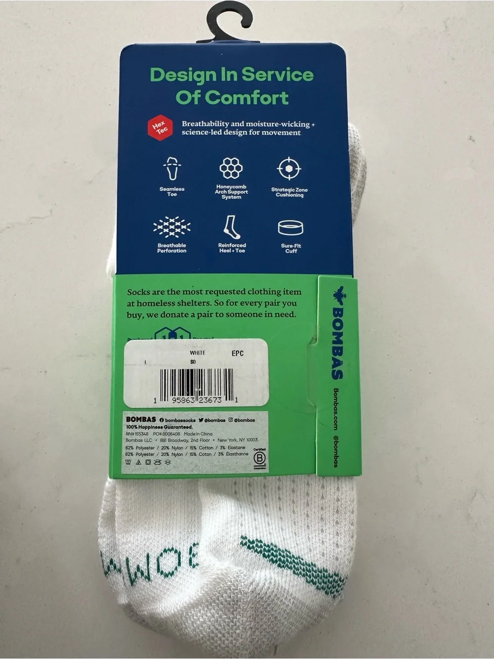 Bombas White Performance Golf Socks